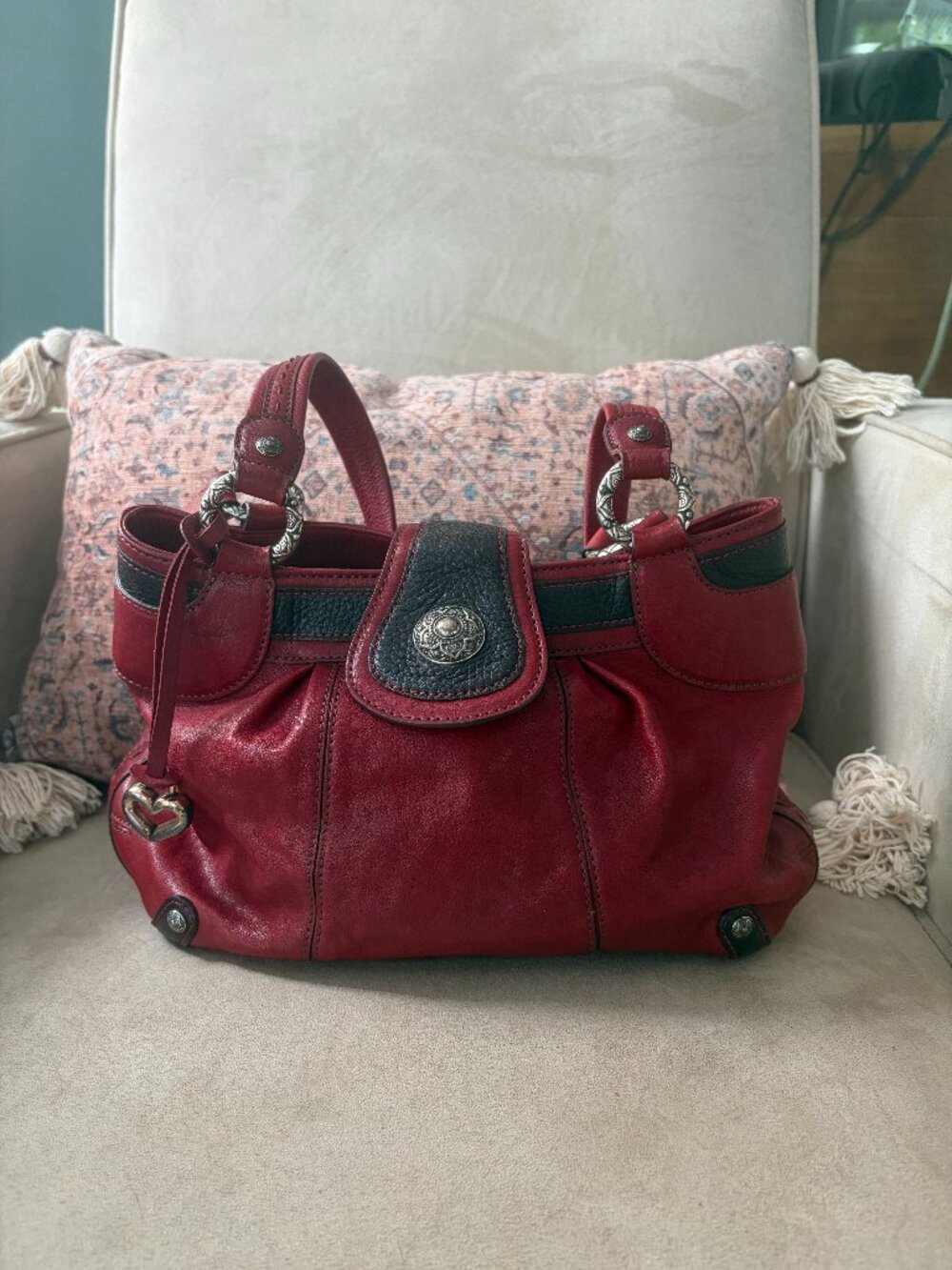 Brighton Collection Cherry Red Leather Shoulder Bag | Vintage-Inspired Y2K Style